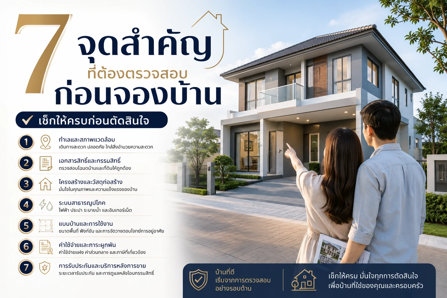7 จุดสำคัญที่ต้องตรวจสอบก่อนจองบ้าน